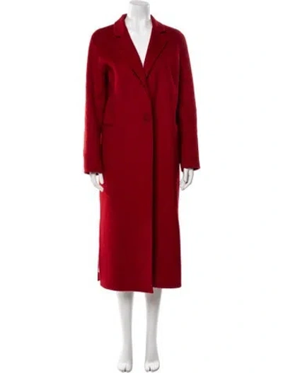 Pre-owned Sandro Wool Trench Coat In Red