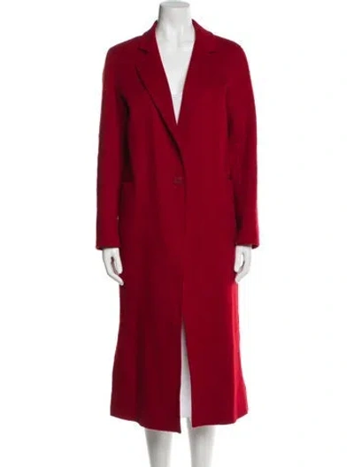 Pre-owned Sandro Wool Trench Coat In Red