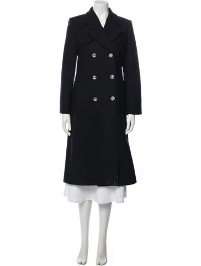 Pre-owned Sandro Wool Trench Coat W/ Tags In Blue