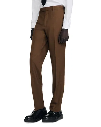 Sandro Wool Trousers In Brown
