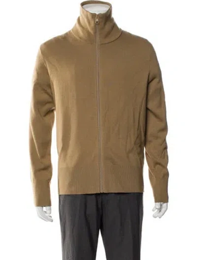 Pre-owned Sandro Wool Turtleneck Cardigan In Brown