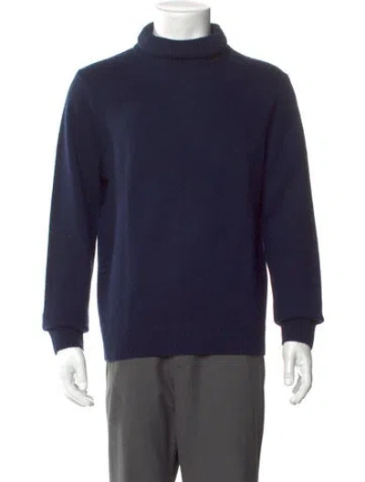 Pre-owned Sandro Wool Turtleneck Pullover In Blue