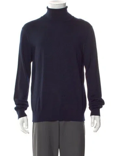 Pre-owned Sandro Wool Turtleneck Pullover In Blue