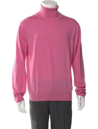 Pre-owned Sandro Wool Turtleneck Pullover In Pink