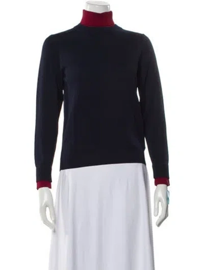 Pre-owned Sandro Wool Turtleneck Sweater In Blue