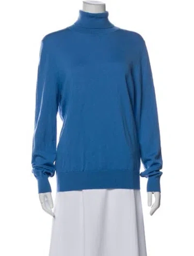 Pre-owned Sandro Wool Turtleneck Sweater In Blue