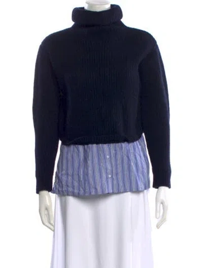 Pre-owned Sandro Wool Turtleneck Sweater In Blue