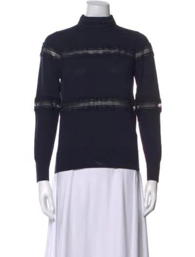 Pre-owned Sandro Wool Turtleneck Sweater In Blue
