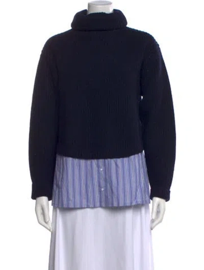 Pre-owned Sandro Wool Turtleneck Sweater In Blue