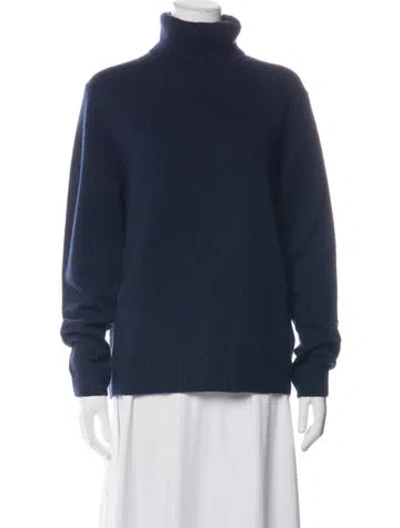 Pre-owned Sandro Wool Turtleneck Sweater In Blue