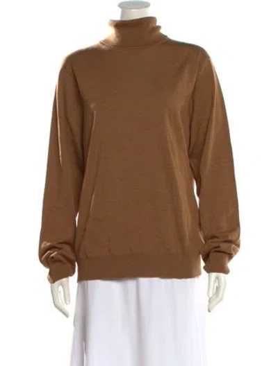 Pre-owned Sandro Wool Turtleneck Sweater In Brown