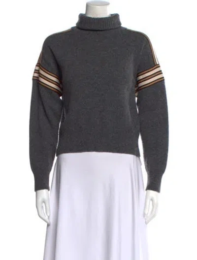 Pre-owned Sandro Wool Turtleneck Sweater In Gray