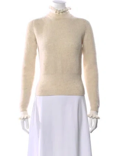Pre-owned Sandro Wool Turtleneck Sweater In Neutral