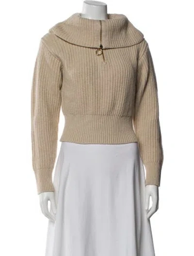 Pre-owned Sandro Wool Turtleneck Sweater In Neutral