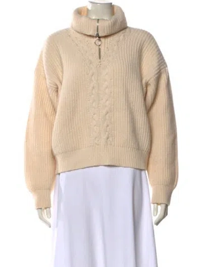 Pre-owned Sandro Wool Turtleneck Sweater In Neutral