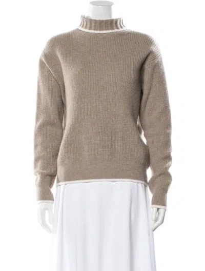 Pre-owned Sandro Wool Turtleneck Sweater In Neutral