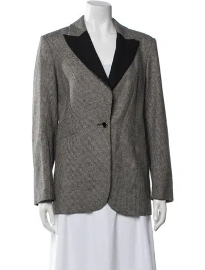 Pre-owned Sandro Wool Tweed Pattern Blazer In Black