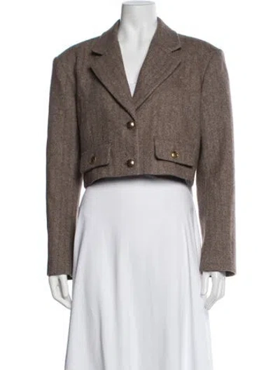 Pre-owned Sandro Wool Tweed Pattern Blazer In Brown