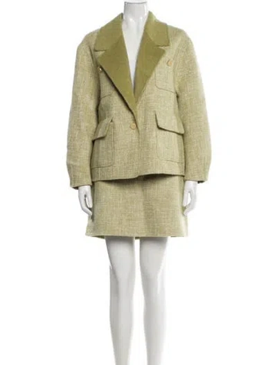 Pre-owned Sandro Wool Tweed Pattern Blazer In Green