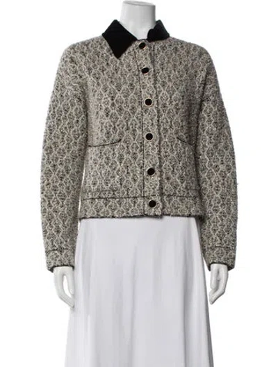 Pre-owned Sandro Wool Tweed Pattern Blazer In Multicolor