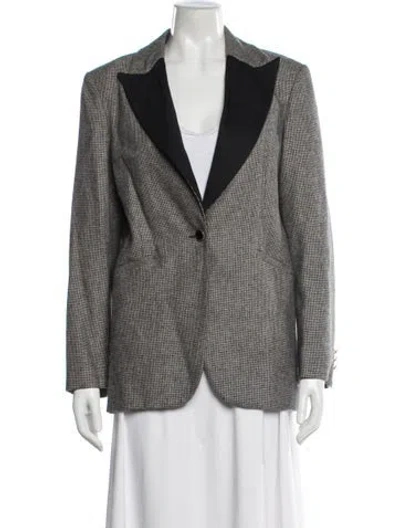 Pre-owned Sandro Wool Tweed Pattern Blazer W/ Tags In Black