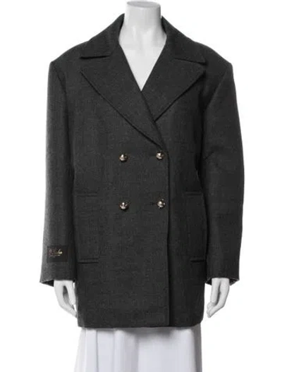 Pre-owned Sandro Wool Tweed Pattern Coat In Black