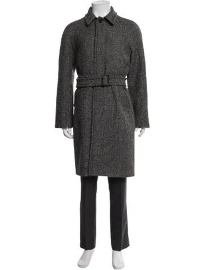 Pre-owned Sandro Wool Tweed Pattern Coat In Black/grey