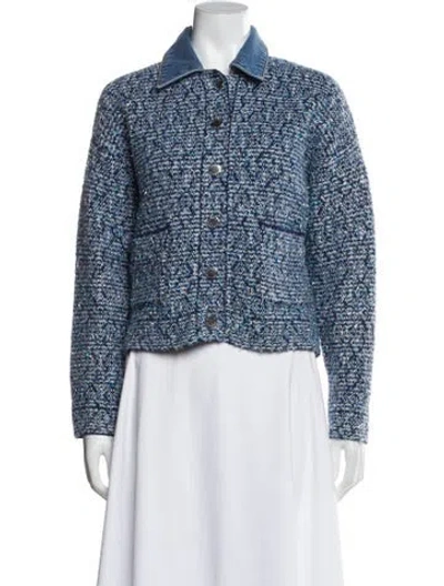 Pre-owned Sandro Wool Tweed Pattern Denim Jacket