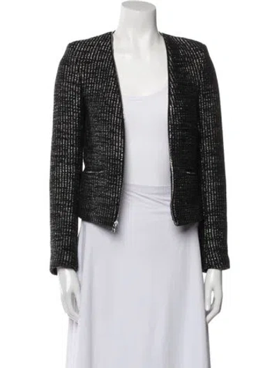 Pre-owned Sandro Wool Tweed Pattern Evening Jacket In Black