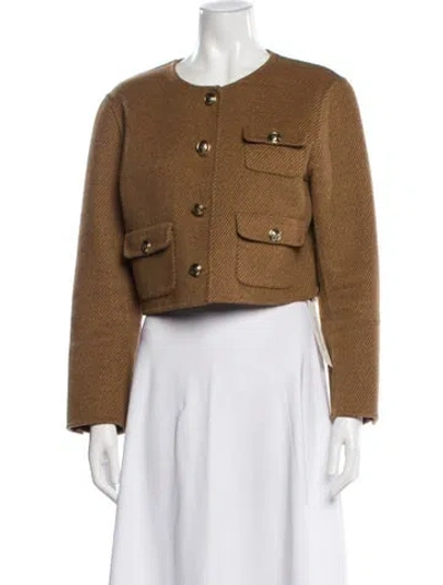 Pre-owned Sandro Wool Tweed Pattern Evening Jacket In Brown