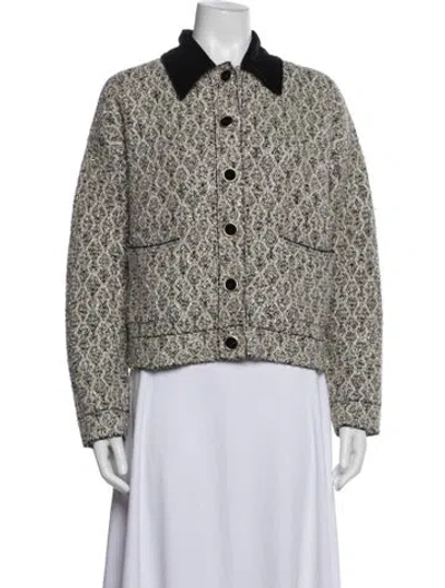 Pre-owned Sandro Wool Tweed Pattern Jacket In Multicolor