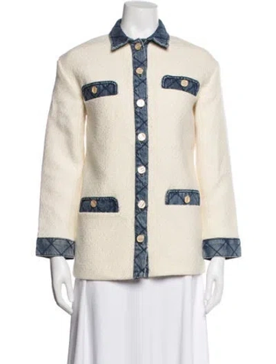 Pre-owned Sandro Wool Tweed Pattern Jacket In Neutrals