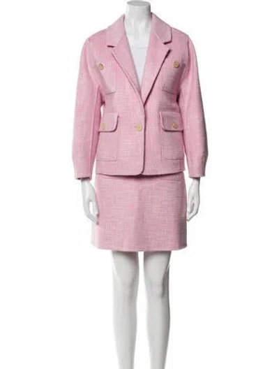 Pre-owned Sandro Wool Tweed Pattern Skirt Set In Pink