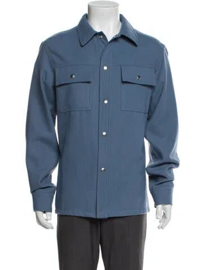 Pre-owned Sandro Wool Utility Jacket In Blue