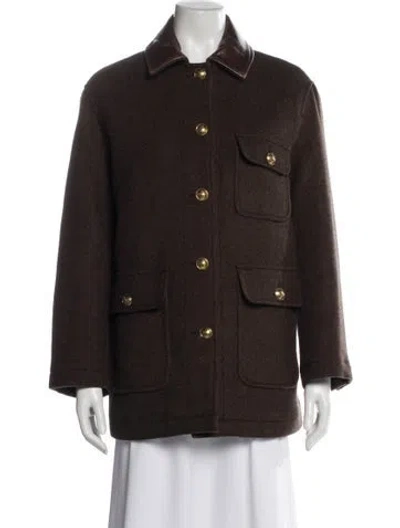Pre-owned Sandro Wool Utility Jacket In Brown