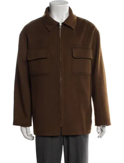 Pre-owned Sandro Wool Utility Jacket In Brown