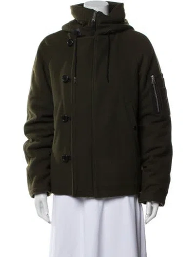 Pre-owned Sandro Wool Utility Jacket In Green