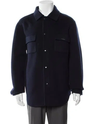Pre-owned Sandro Wool Utility Jacket W/ Tags In Blue
