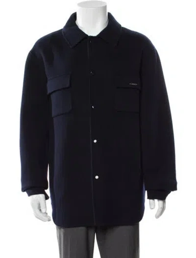 Pre-owned Sandro Wool Utility Jacket W/ Tags In Blue