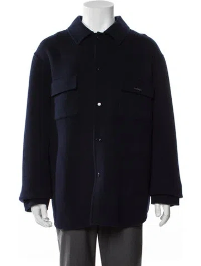 Pre-owned Sandro Wool Utility Jacket W/ Tags In Blue