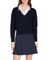 Sandro V-neck Wool Sweater In Blue