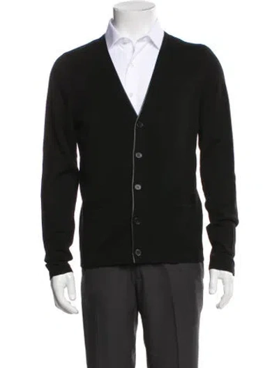 Pre-owned Sandro Wool V-neck Cardigan In Black
