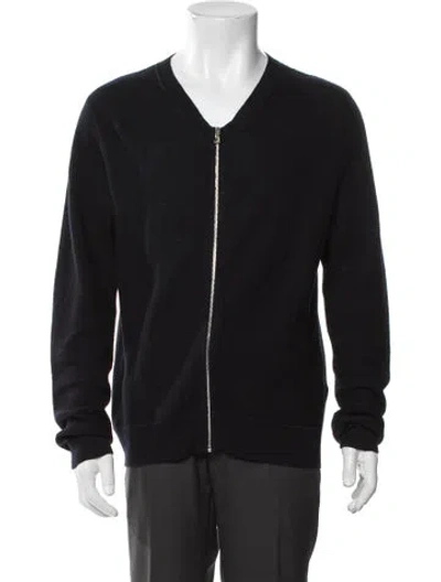 Pre-owned Sandro Wool V-neck Cardigan In Black