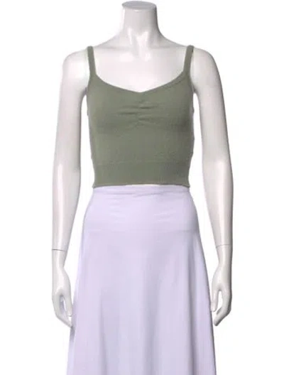 Pre-owned Sandro Wool V-neck Crop Top In Green