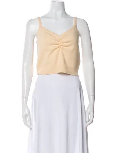 Pre-owned Sandro Wool V-neck Crop Top W/ Tags In White