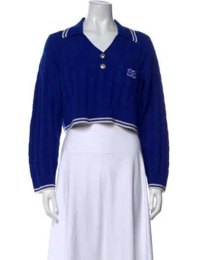Pre-owned Sandro Wool V-neck Polo In Blue