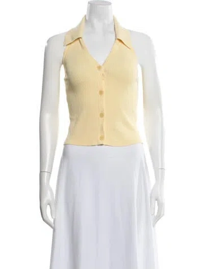 Pre-owned Sandro Wool V-neck Polo In Yellow
