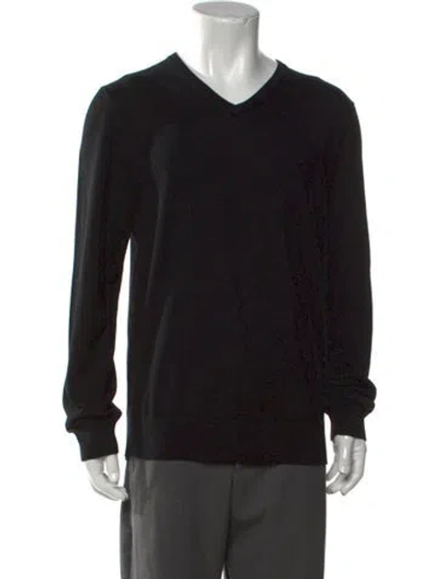 Pre-owned Sandro Wool V-neck Pullover In Black