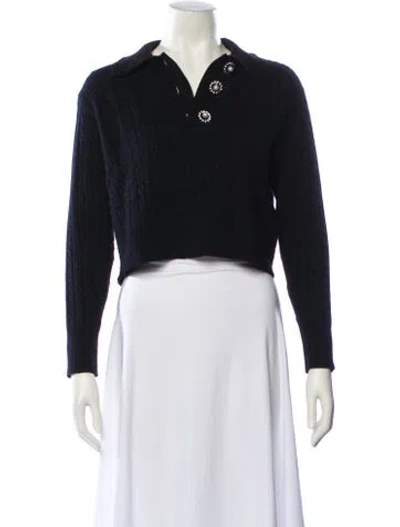 Pre-owned Sandro Wool V-neck Sweater In Black