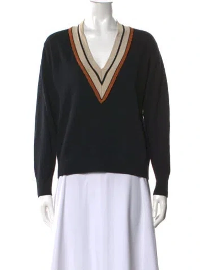 Pre-owned Sandro Wool V-neck Sweater In Black